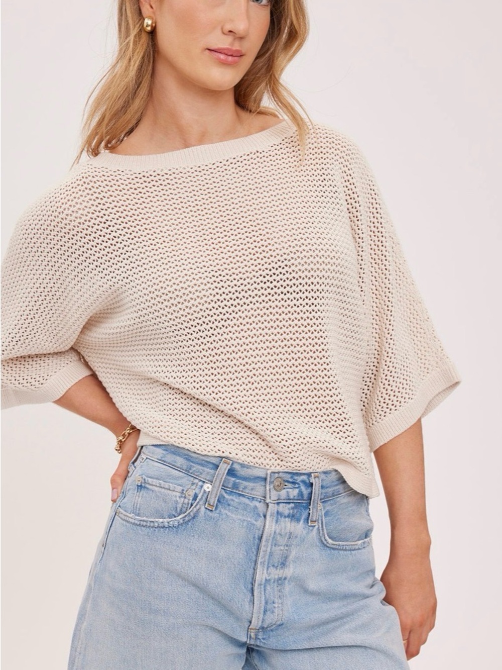 UNWORN Gentle Fawn Open-Knit Women's Sweater -Linen colour